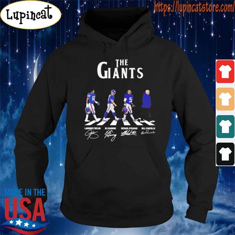 The Giants Lawrence Taylor Eli Manning Michael Strahan Bill Parcells abbey  road signatures shirt, hoodie, sweater, long sleeve and tank top