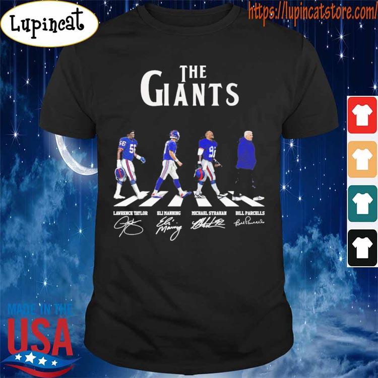 The Giants Lawrence Taylor Eli Manning Michael Strahan Bill Parcells abbey  road signatures shirt, hoodie, sweater, long sleeve and tank top