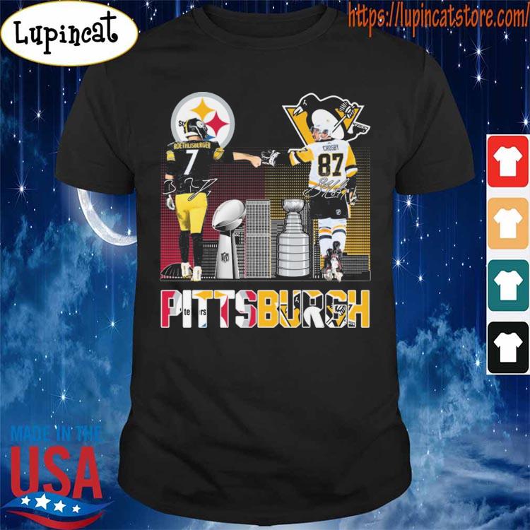 Legends of Pittsburgh city Pittsburgh Penguins Mario Lemieux Pittsburgh  Steelers Ben Roethlisberger Pittsburgh Pirates Roberto Clemente signature  shirt, hoodie, sweater, long sleeve and tank top