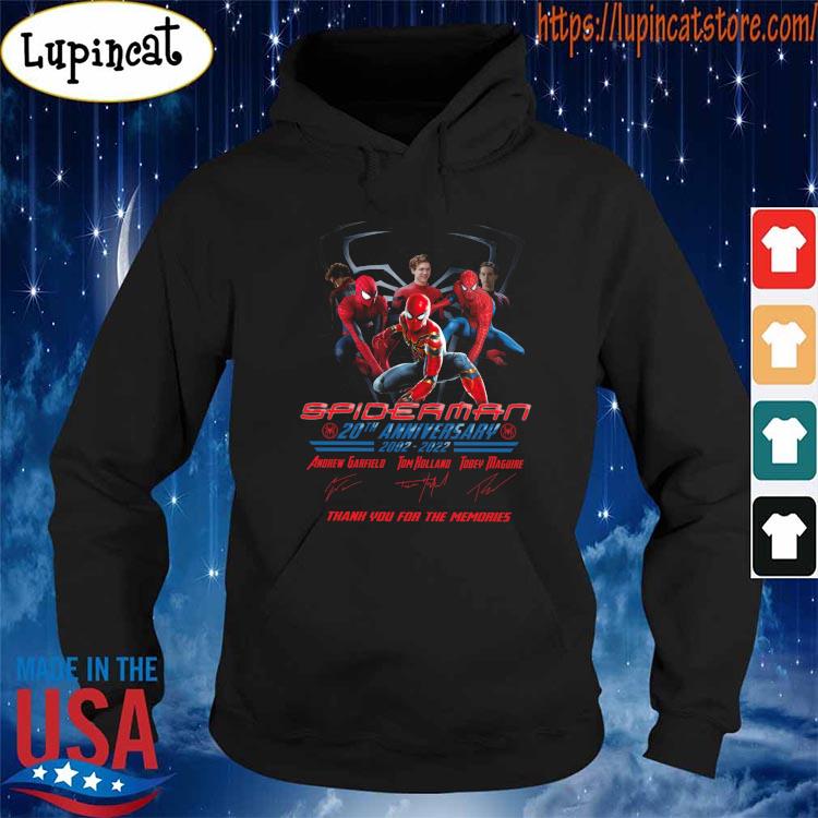 Official Spider Man 20th anniversary 2002 2022 Andrew Garfield Tom Holland  TObey Maguire Signatures Shirt, hoodie, sweater, long sleeve and tank top