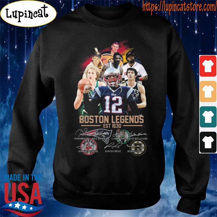 Boston Sports Teams Willans Brady Russell and Orr signature shirt, hoodie,  sweater, longsleeve and V-neck T-shirt