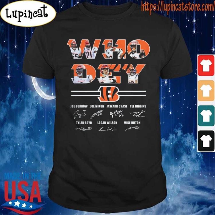 Cincinnati Bengals Who Dey Chase Burrow Mixon Signatures Unisex Shirt