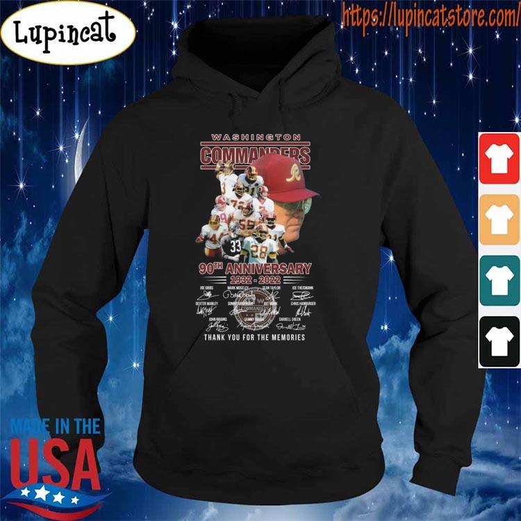 The Washington Redskins 90th anniversary 1932 2022 thank you for the  memories signatures T-shirt, hoodie, sweater, long sleeve and tank top