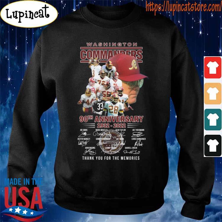 Washington Redskins 90th anniversary 1932 2022 thank you for the memories  signatures shirt, hoodie, sweater, long sleeve and tank top