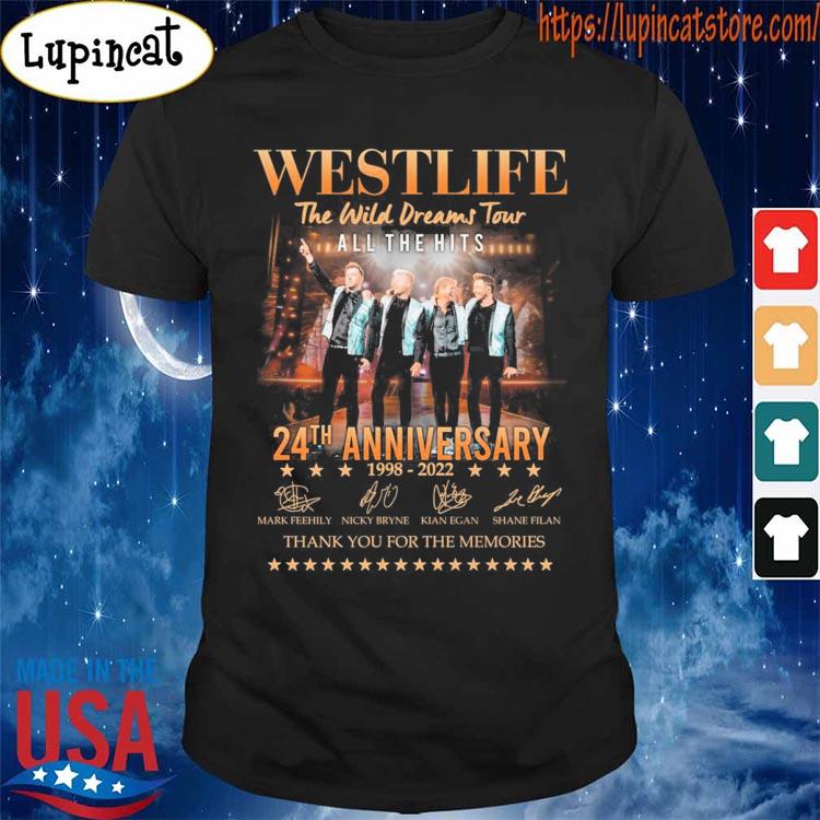 Official Westlife the wild Dreams Tour all the Hits 24th anniversary 1998-2022 thank you for the memories signatures shirt