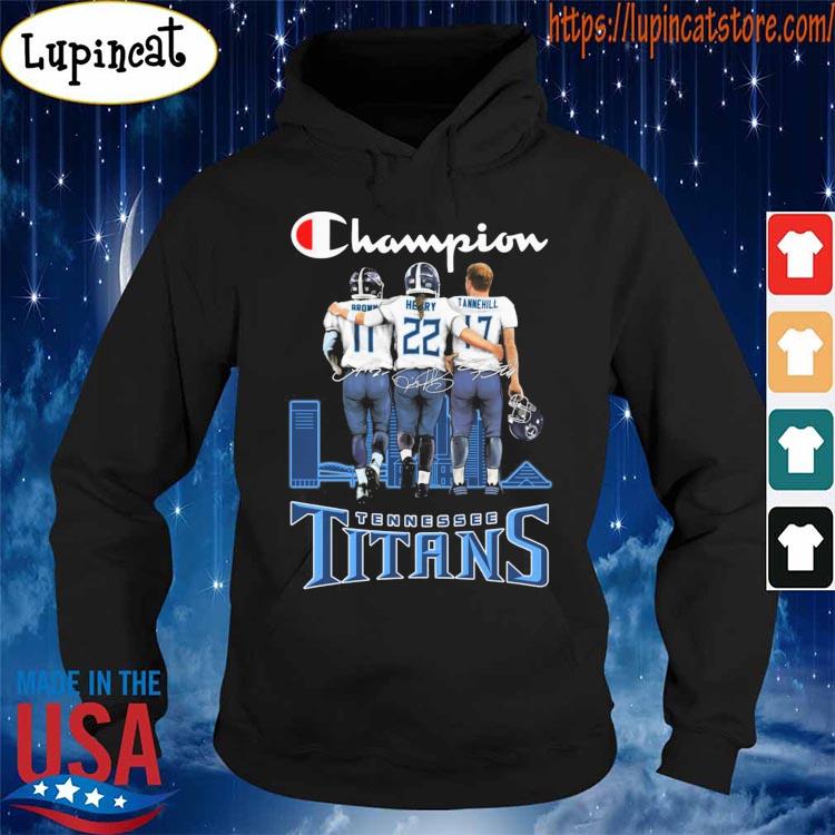 Champions A. J. Brown Derrick Henry and Ryan Tannehill Tennessee Titans signatures s Hoodie