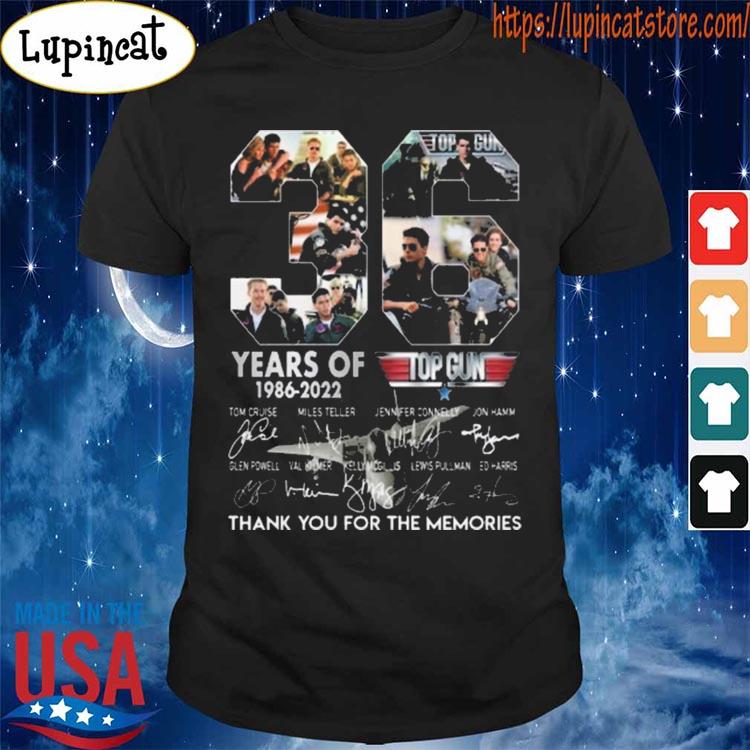 Official Top Gun 36 years of 1986-2022 thank you for the memories signatures shirt