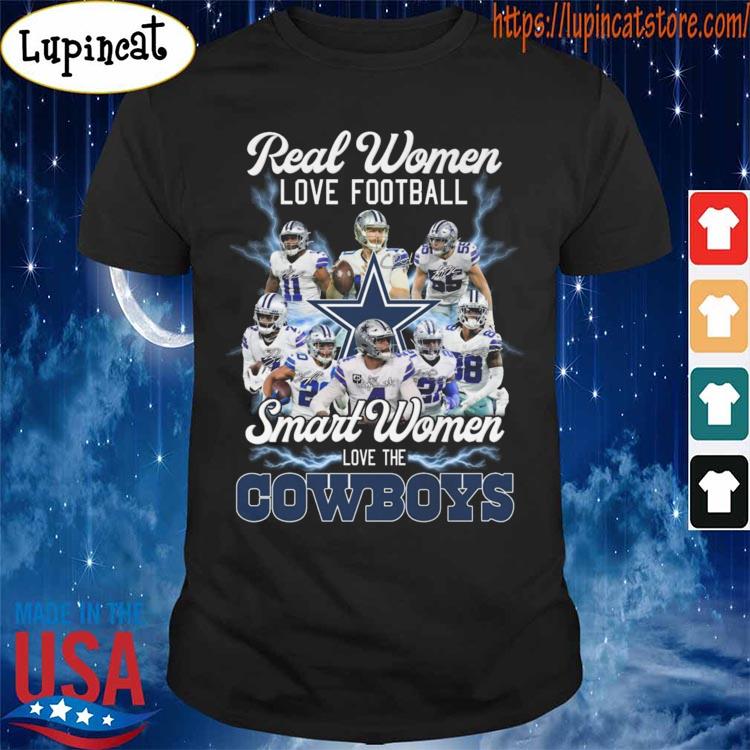 Real Women Love Football Smart Women Love The Cowboys Team Signatures  Unisex T-Shirt - REVER LAVIE