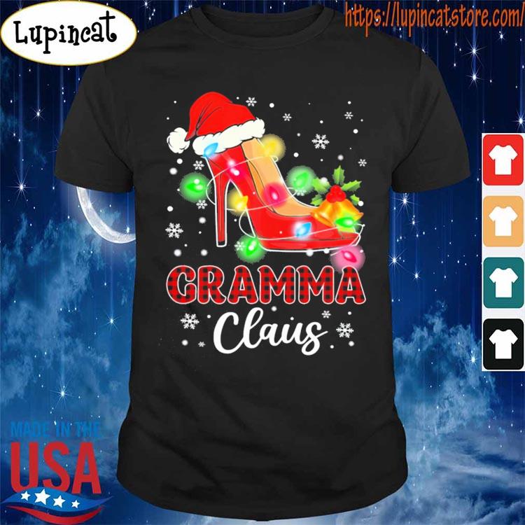 Santa High-heeled Gramma Claus Merry Christmas light shirt