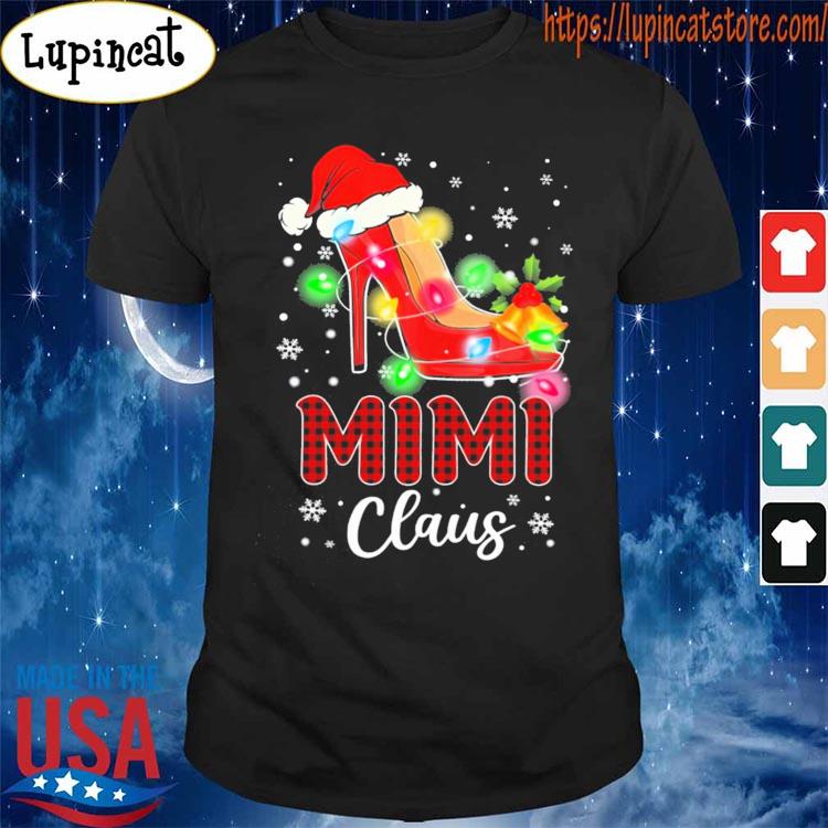 Santa High-heeled Mimi Claus Merry Christmas light shirt