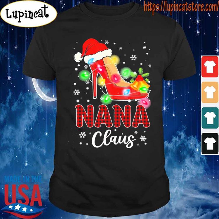 Santa High-heeled Nana Claus Merry Christmas light shirt