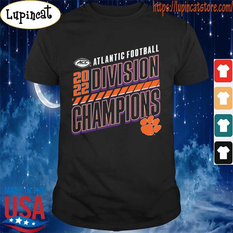 The Clemson Tigers 2022 ACC Atlantic Division Football Champions Slanted Knockout shirt