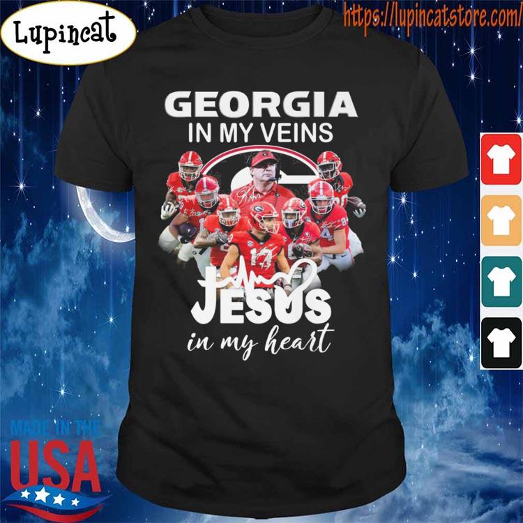The Georgia team in my veins Jesus in my heart signatures shirt