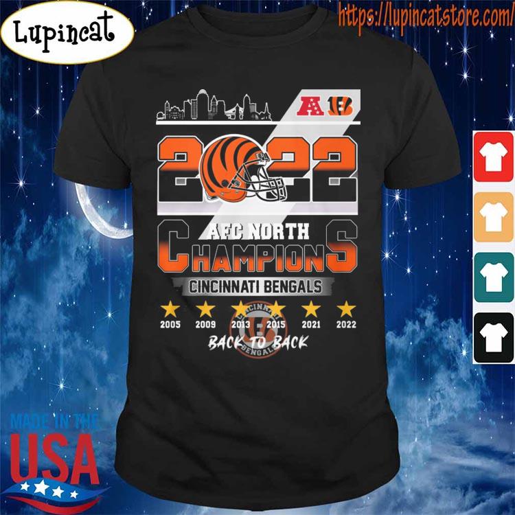 Cincinnati bengals 2022 afc north champions 2005-2022 back to back shirt,  hoodie, sweater, long sleeve and tank top